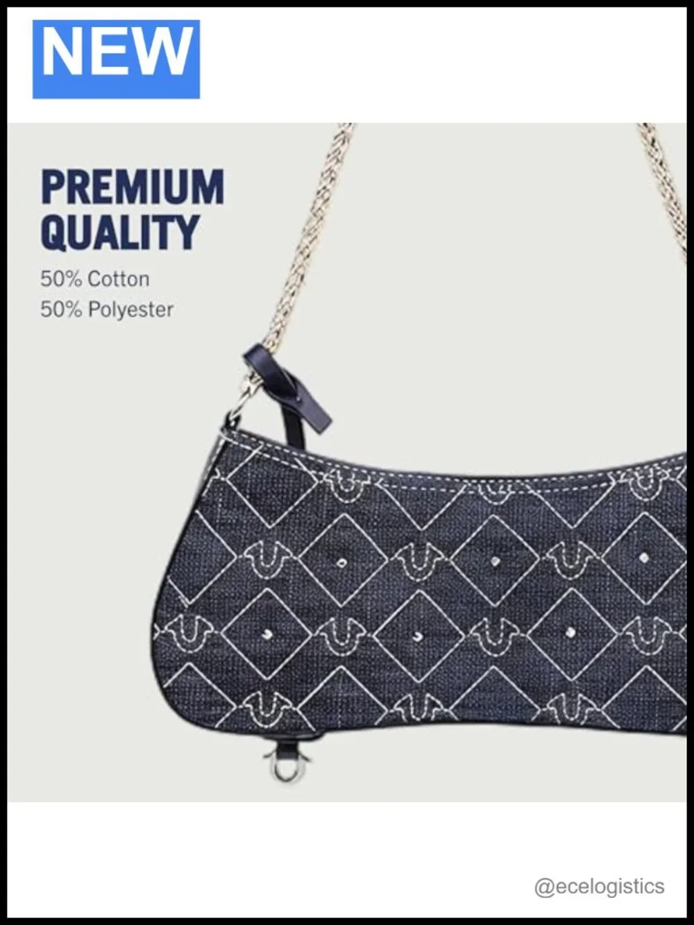 Shoulder Bag with Studded Accents and Chain Handle